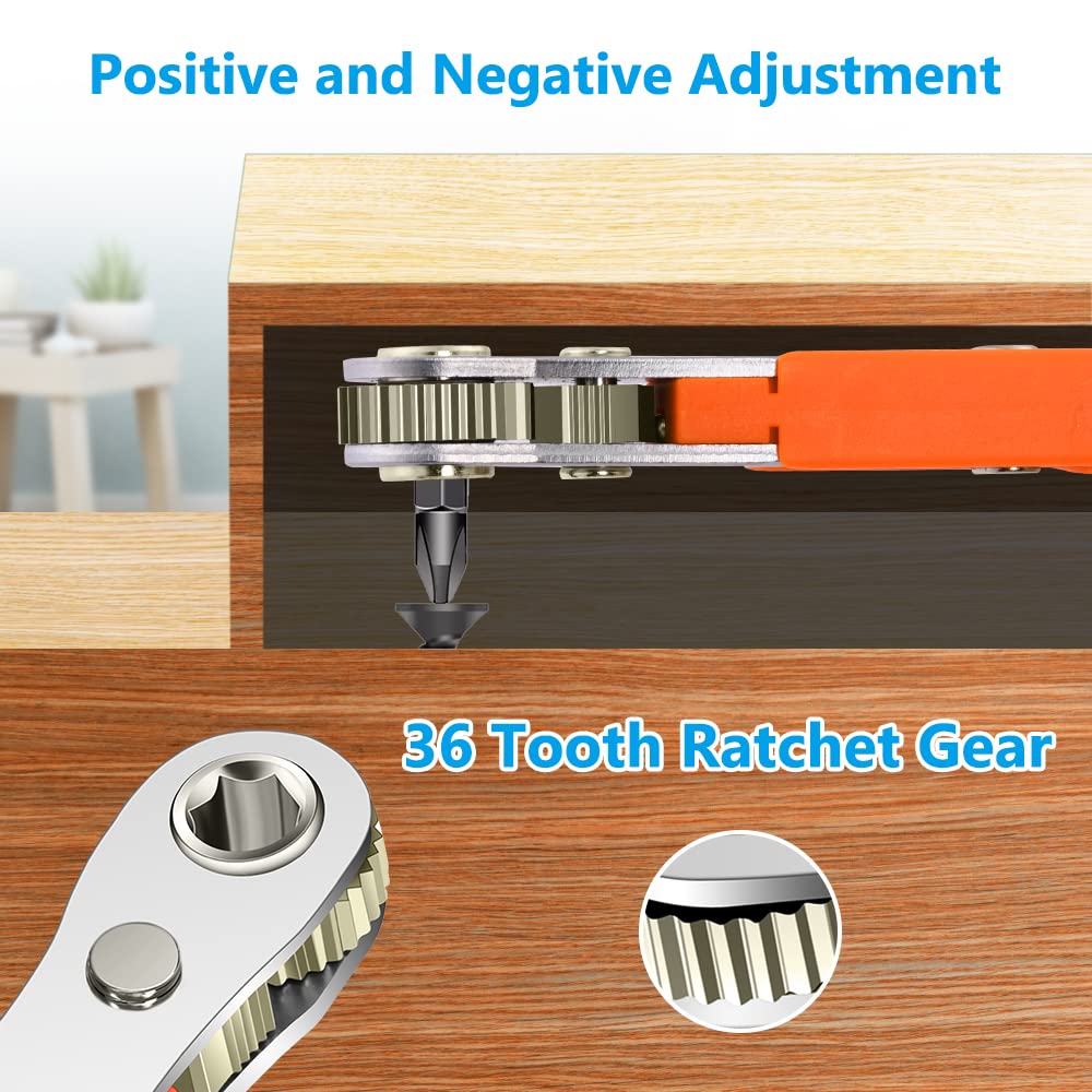 Ratchet Screwdriver Set Dual Direction Mini Ratchet Wrench Right Angle Screwdriver Magnetic Bit Driver with 10 Bits Compact Tool for Tight Spaces Car Repair Home Use