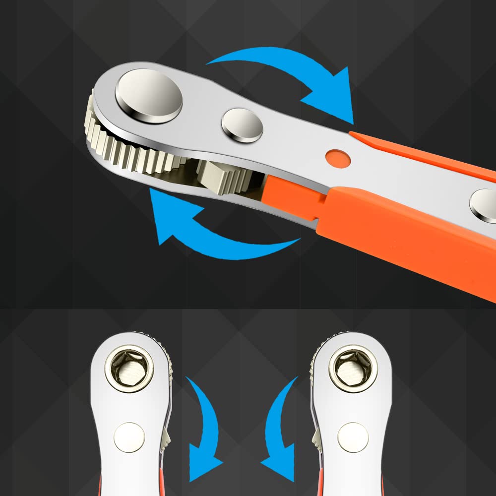 Ratchet Screwdriver Set Dual Direction Mini Ratchet Wrench Right Angle Screwdriver Magnetic Bit Driver with 10 Bits Compact Tool for Tight Spaces Car Repair Home Use