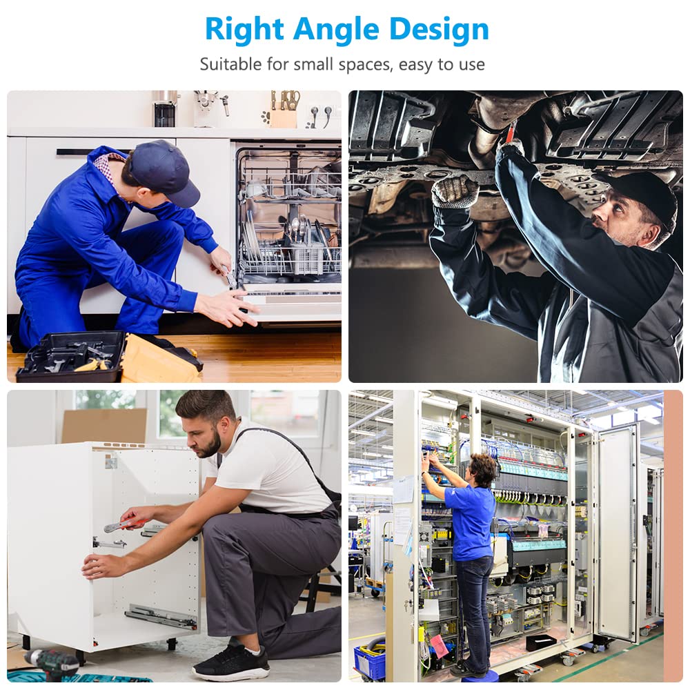 Ratchet Screwdriver Set Dual Direction Mini Ratchet Wrench Right Angle Screwdriver Magnetic Bit Driver with 10 Bits Compact Tool for Tight Spaces Car Repair Home Use