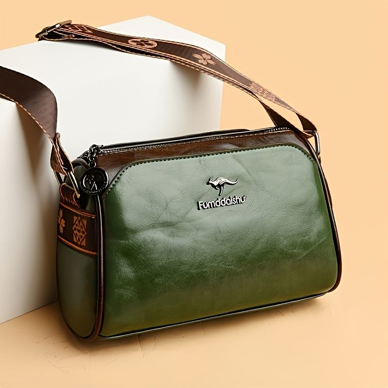 Women Crossbody Bag Vintage Faux Leather Shoulder Bag Adjustable Strap Small Handbag Elegant Compact Design for Daily Use Travel Casual Outings Ladies Purse Black White Brown Green