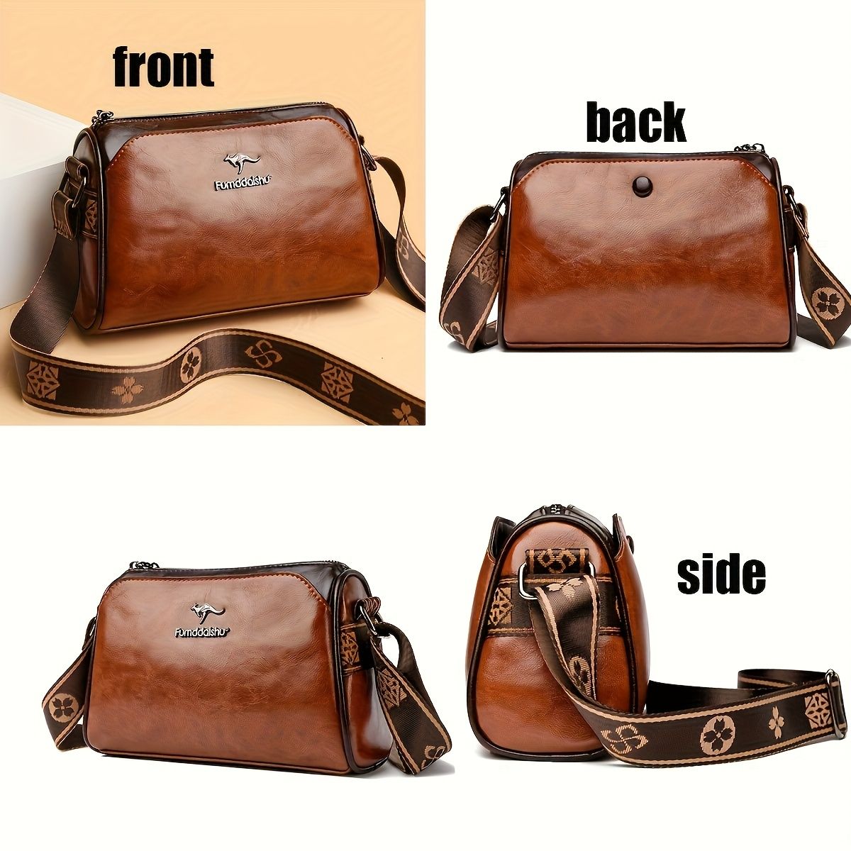 Women Crossbody Bag Vintage Faux Leather Shoulder Bag Adjustable Strap Small Handbag Elegant Compact Design for Daily Use Travel Casual Outings Ladies Purse Black White Brown Green