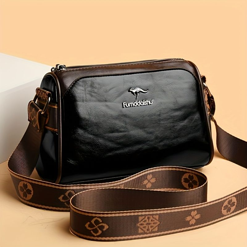 Women Crossbody Bag Vintage Faux Leather Shoulder Bag Adjustable Strap Small Handbag Elegant Compact Design for Daily Use Travel Casual Outings Ladies Purse Black White Brown Green