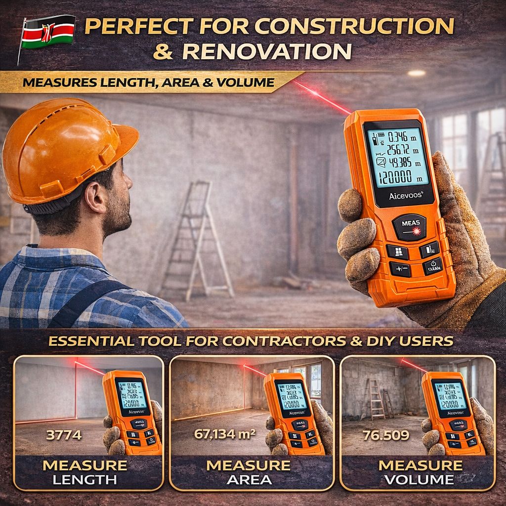 50M Laser Distance Meter Digital Measuring Tool High Accuracy Laser Rangefinder Portable Handheld Distance Measure Device for Building Construction Area Volume Measurement with LCD Display