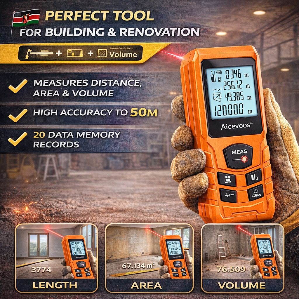 50M Laser Distance Meter Digital Measuring Tool High Accuracy Laser Rangefinder Portable Handheld Distance Measure Device for Building Construction Area Volume Measurement with LCD Display
