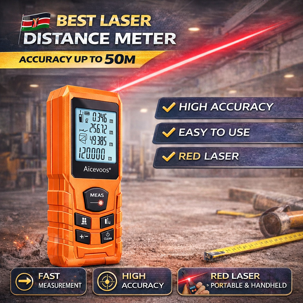 50M Laser Distance Meter Digital Measuring Tool High Accuracy Laser Rangefinder Portable Handheld Distance Measure Device for Building Construction Area Volume Measurement with LCD Display