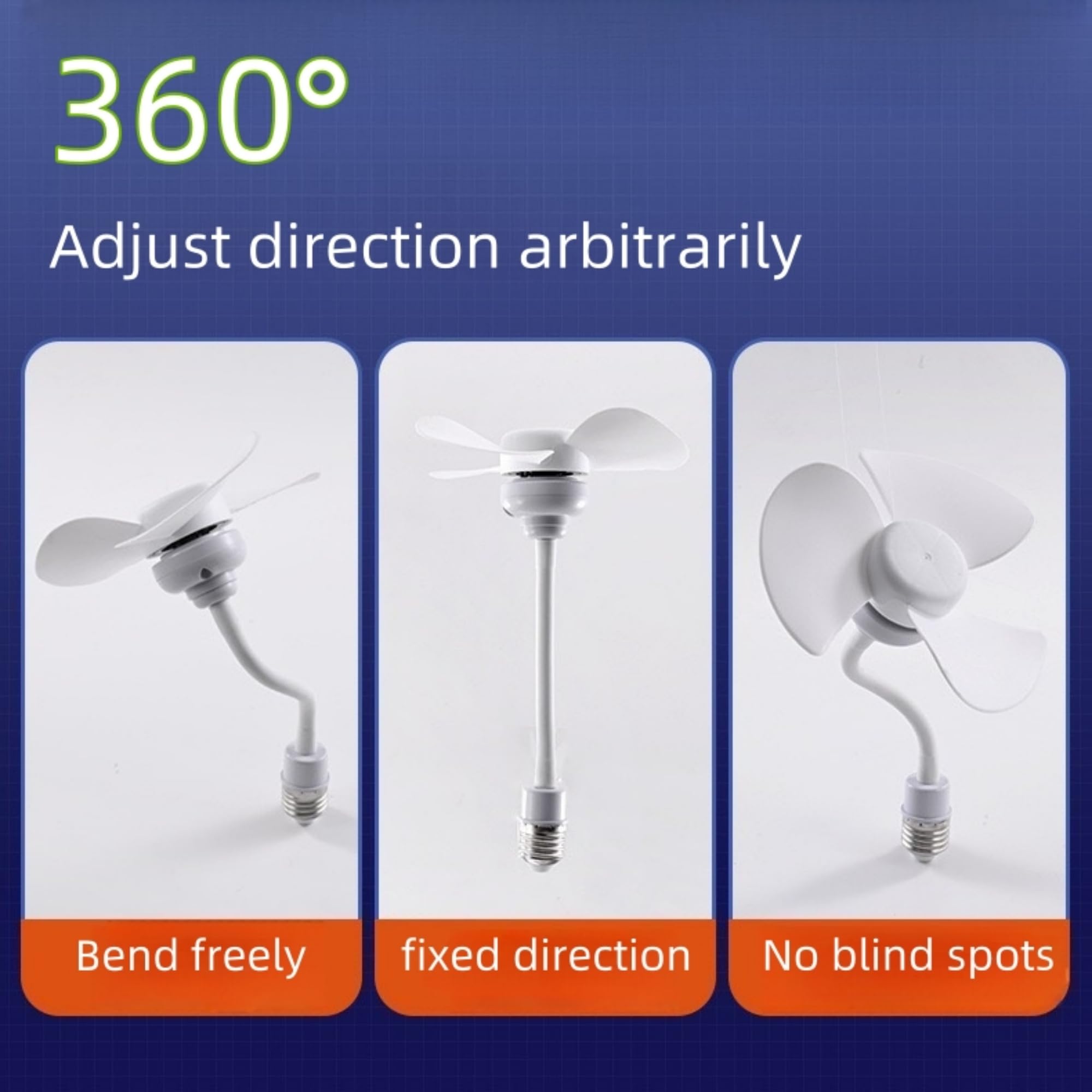 E27 Mini Fan LED Bulb Fan Small Portable Electric Fan Screw Socket Fan for Home Bedroom Kitchen Dorm Ceiling Fan Quiet Cooling Fan Energy Saving Easy Install 220V Household Fan