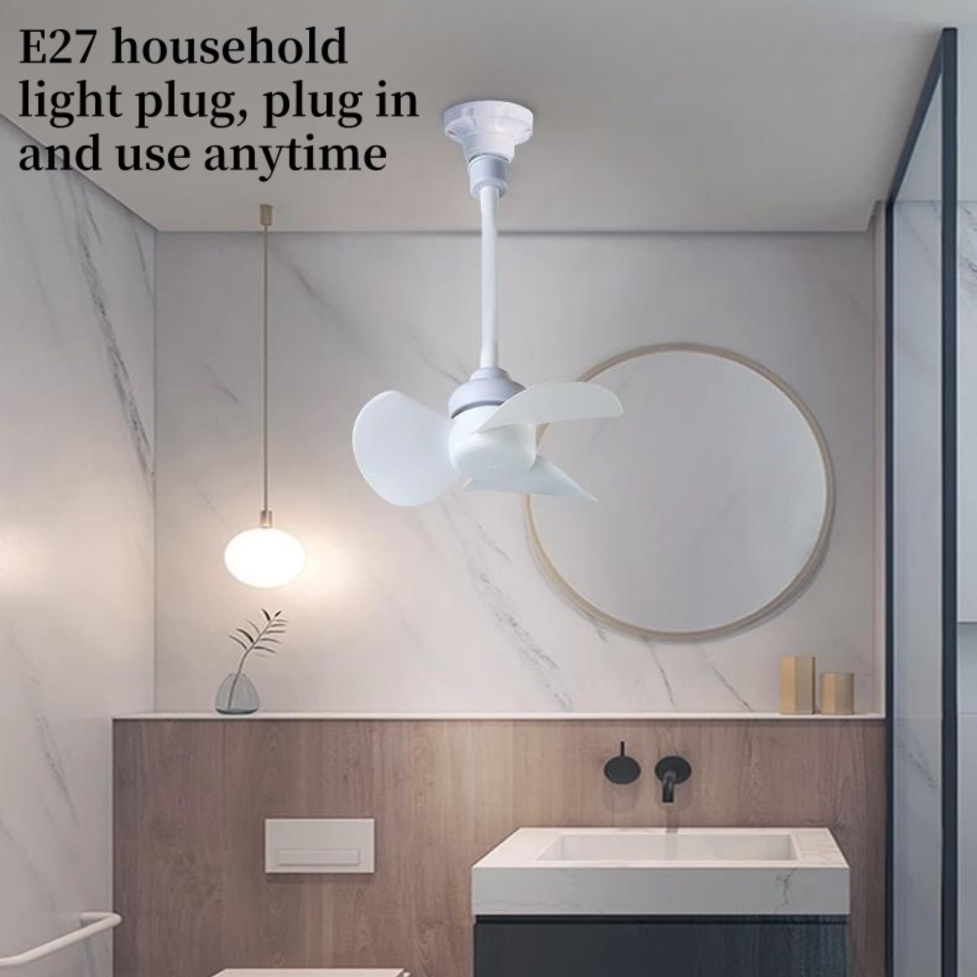 E27 Mini Fan LED Bulb Fan Small Portable Electric Fan Screw Socket Fan for Home Bedroom Kitchen Dorm Ceiling Fan Quiet Cooling Fan Energy Saving Easy Install 220V Household Fan