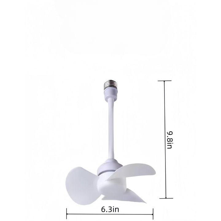 E27 Mini Fan LED Bulb Fan Small Portable Electric Fan Screw Socket Fan for Home Bedroom Kitchen Dorm Ceiling Fan Quiet Cooling Fan Energy Saving Easy Install 220V Household Fan