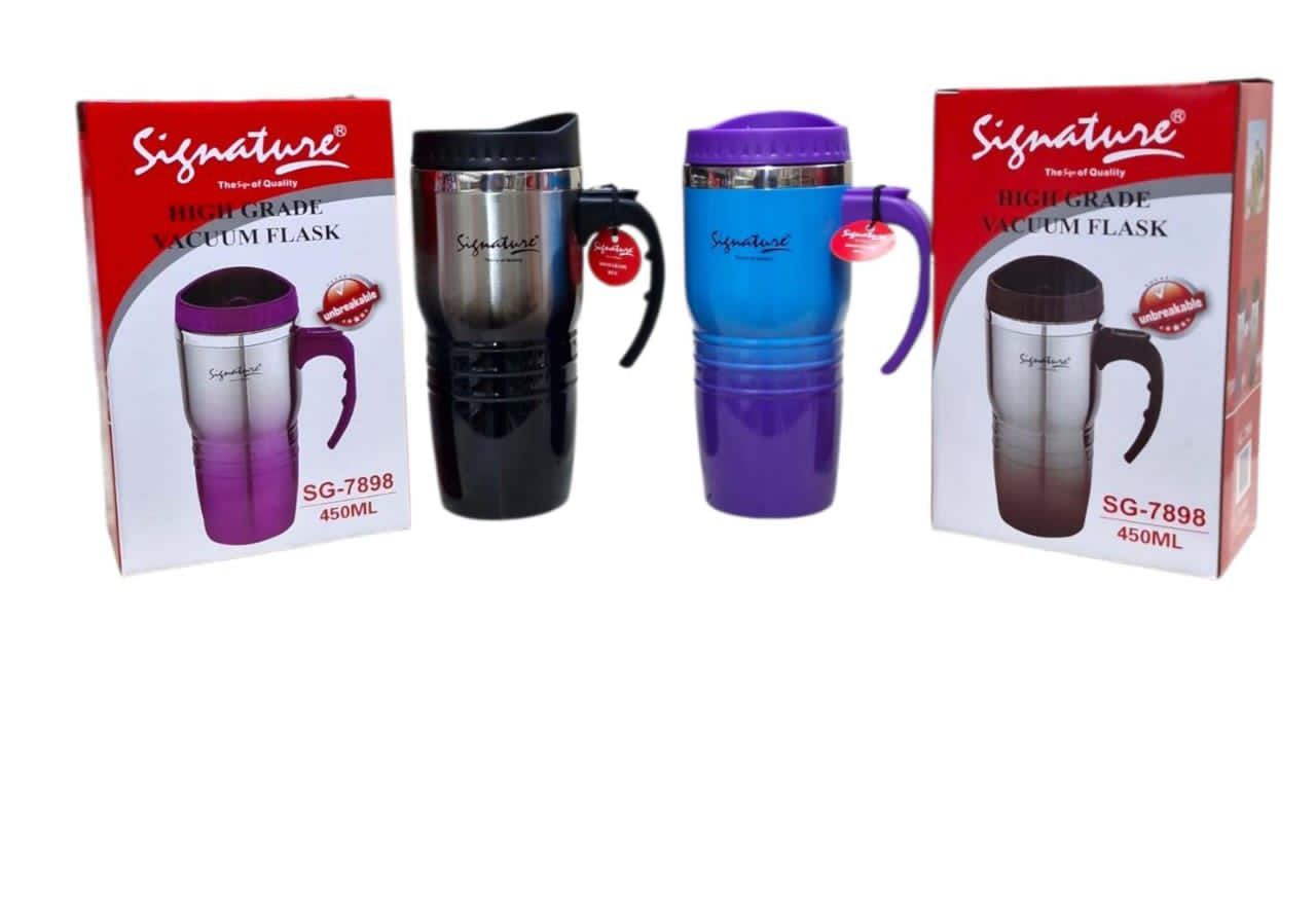 Signature Unbreakable Vacuum Travel Mugs 450ml Thermal Cup for Milk, Water or Coffee Drink either Hot or Cold