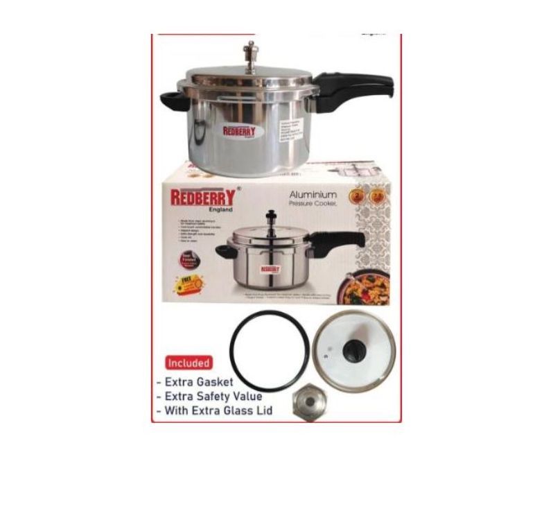 5LTRS Redberry pressure cookers with an additional gasket and safest valve .Cooks healthy, flavorful meals 3 to 10 times faster than ordinary methods. The pressure cooker is made of rust-proof, heavy