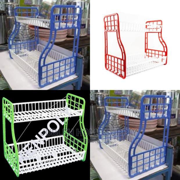 Kenpoly double decker dishrack Two tier heavy plastic Dish Rack Utensil Organizer 2 Layers Kitchen Households