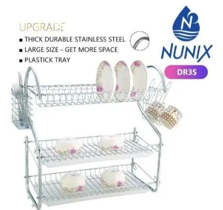 3 Layer Stainless Steel Dish Rack 3 Tier Kitchen Utensils Organizer