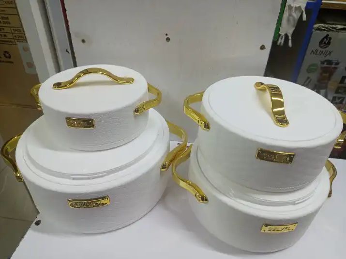 4pcs Leatherite Insulated Hotpots Serving Dish Casserole Set Hot Pot Serveware Set Serve or Keep Food Hot or Cold Size 1000/1500/2500 and 3500ml