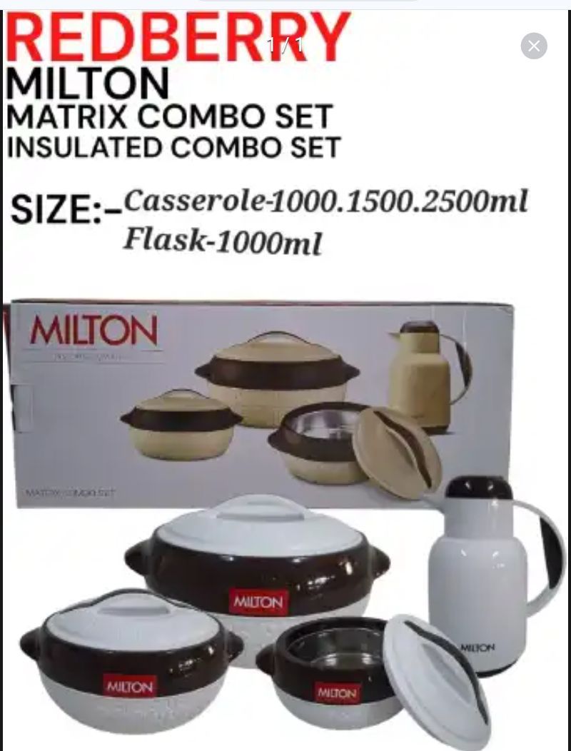 Milton Concord Premier Range Plastic Designer Insulated Hotpots Serving Dish Casserole Set Hot Pot Serveware Set Serve Food Hot Or Cold + Free Flask