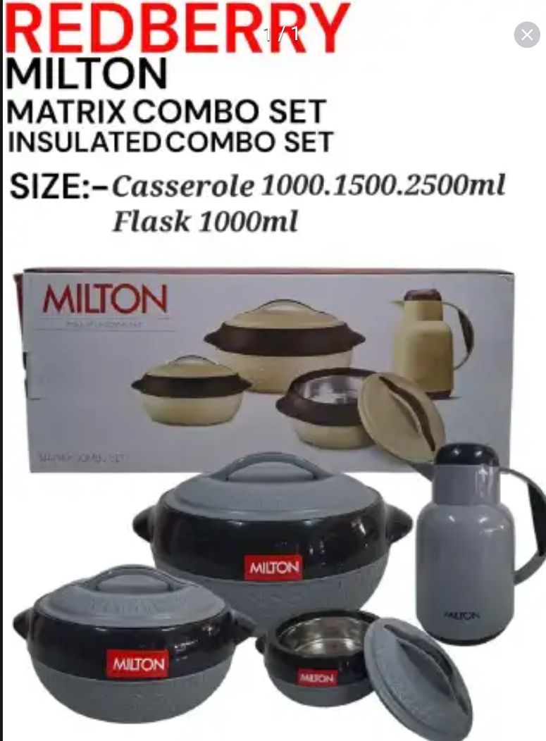 Milton Concord Premier Range Plastic Designer Insulated Hotpots Serving Dish Casserole Set Hot Pot Serveware Set Serve Food Hot Or Cold + Free Flask