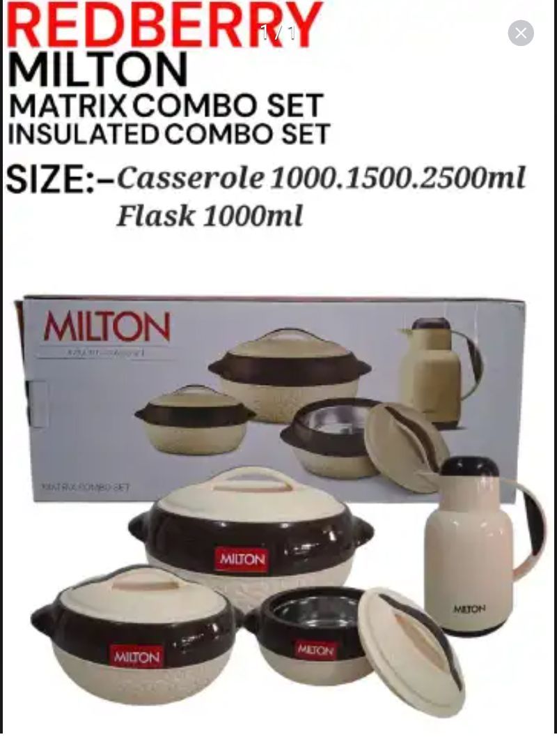 Milton Concord Premier Range Plastic Designer Insulated Hotpots Serving Dish Casserole Set Hot Pot Serveware Set Serve Food Hot Or Cold + Free Flask