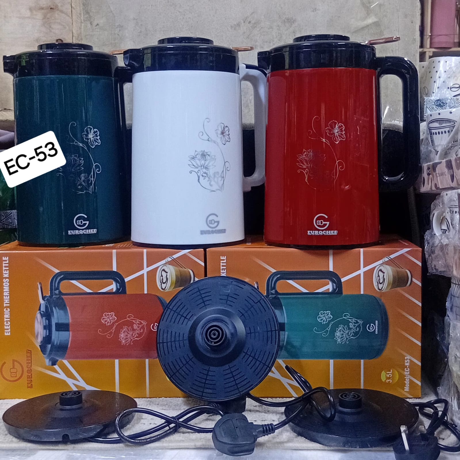 EUROCHEF EC-K53 3.5L 2-in-1 Electric Thermos Kettle & Cordless Water Boiler – Auto Shut-Off