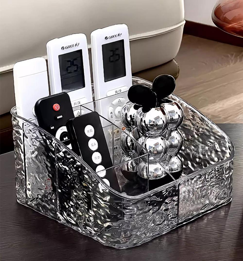5 Grid Remote Control & Cosmetic Organizer – Desktop Storage Box for Living Room, Office & Vanity