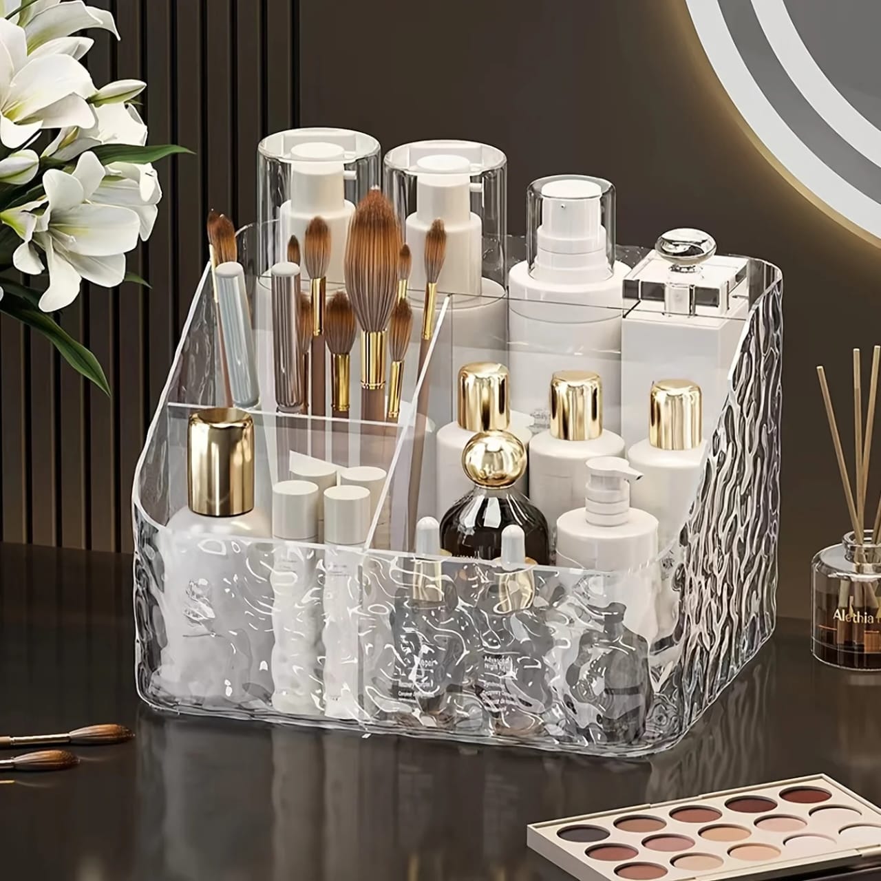 5 Grid Remote Control & Cosmetic Organizer – Desktop Storage Box for Living Room, Office & Vanity