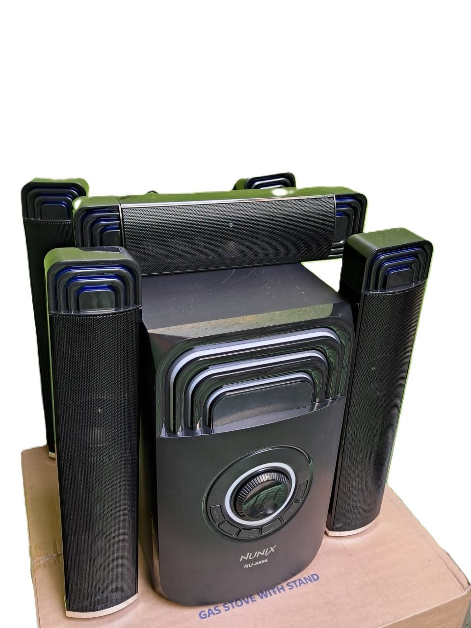 🎶 Nunix NU-8806 5.1CH Deluxe Home Theater System 🎧 Bluetooth 🎛️ USB 🔌 FM 📡 HiFi Sound 🔊 48000W PMPO 💥 Surround Sound 🔉 Remote Control 📱 Immersive Bass 🎬 Stylish Black Speakers