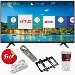 📺 Synix 43-Inch Frameless Smart Android syinix TV with YouTube, Netflix, HDMI, USB, Stabilizer & 4 Bonus Accessories 🎁 – Ultimate Home Entertainment Package