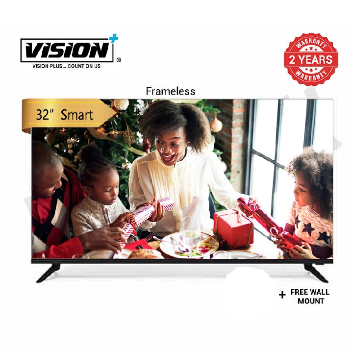 Vision Plus 32 inch tv Smart TV frameless VP8832SF 32" Frameless TVs Android , HD TV, DVB-T2 | S2, Televisions + FREE WALL BRACKET VP8832SF 2 years warranty quality audio televisions