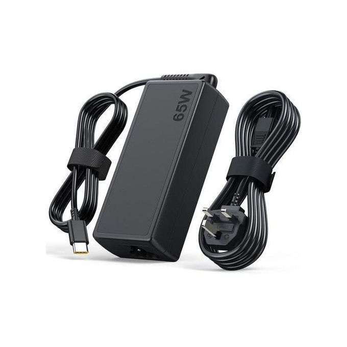 Lenovo Laptop Charger – 65W USB Type-C Fast Charging AC Adapter for ThinkPad & IdeaPad Models – Complete with Power Cable