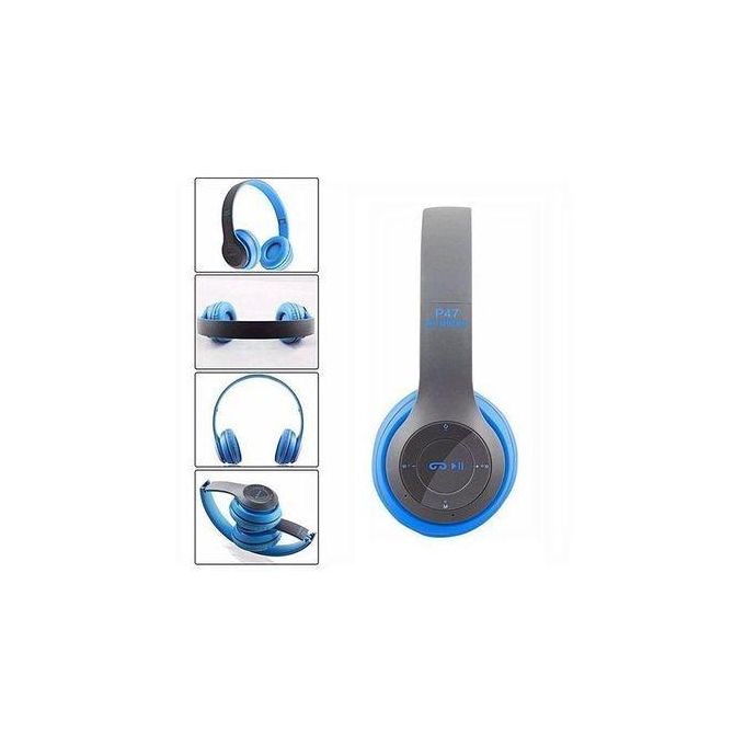 P47 Bluetooth Headphone Wireless Earphone – blue