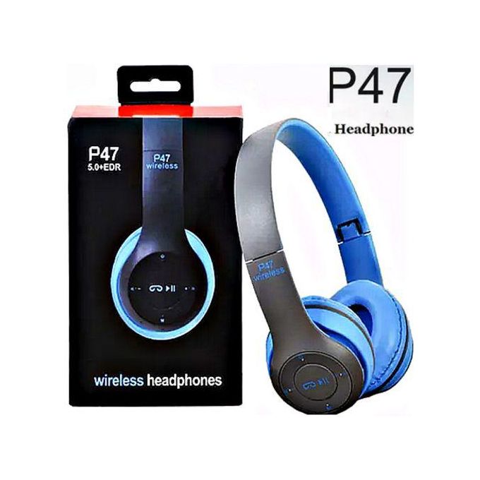 P47 Bluetooth Headphone Wireless Earphone – blue
