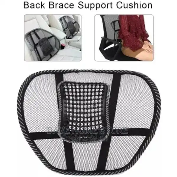 Black Mesh Lumbar Support Back Brace Massage Back Cushion Pad Car Seat Office Home Chair Breathable
