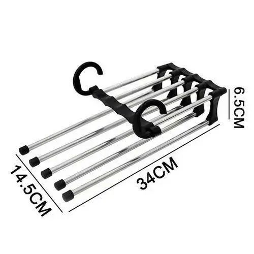 5 IN 1 STAINLESS STEEL FOLDABLE SQUARE CLOTHES HANGER | MAGIC MULTI-LAYER SPACE SAVING  HANGER FOR WARDROBE | MULTIPURPOSE FOLDABLE TROUSER ORGANIZER RACK (WHITE, PACK OF 1)