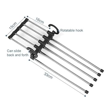 5 IN 1 STAINLESS STEEL FOLDABLE SQUARE CLOTHES HANGER | MAGIC MULTI-LAYER SPACE SAVING  HANGER FOR WARDROBE | MULTIPURPOSE FOLDABLE TROUSER ORGANIZER RACK (WHITE, PACK OF 1)