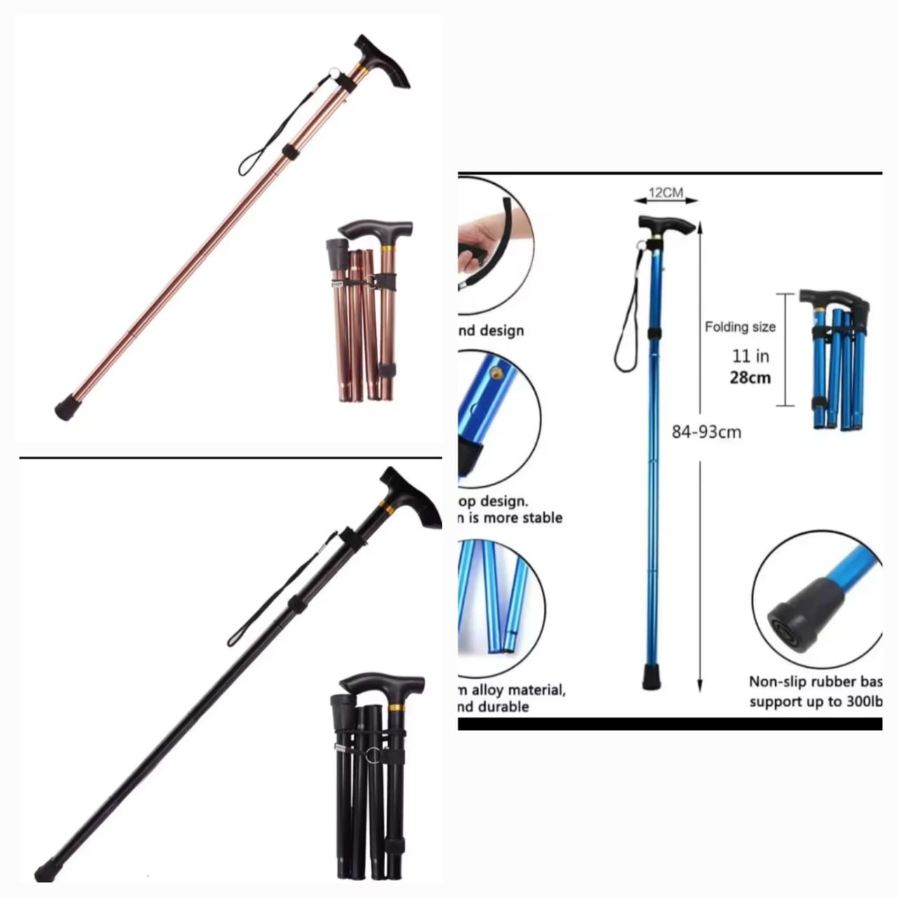 Folding Canes for Men Adjustable, Walking Cane for Women, Lightweight Walking Cane for Seniors, Folding Canes for Women, Foldable Walking Stick, Adjustable Height