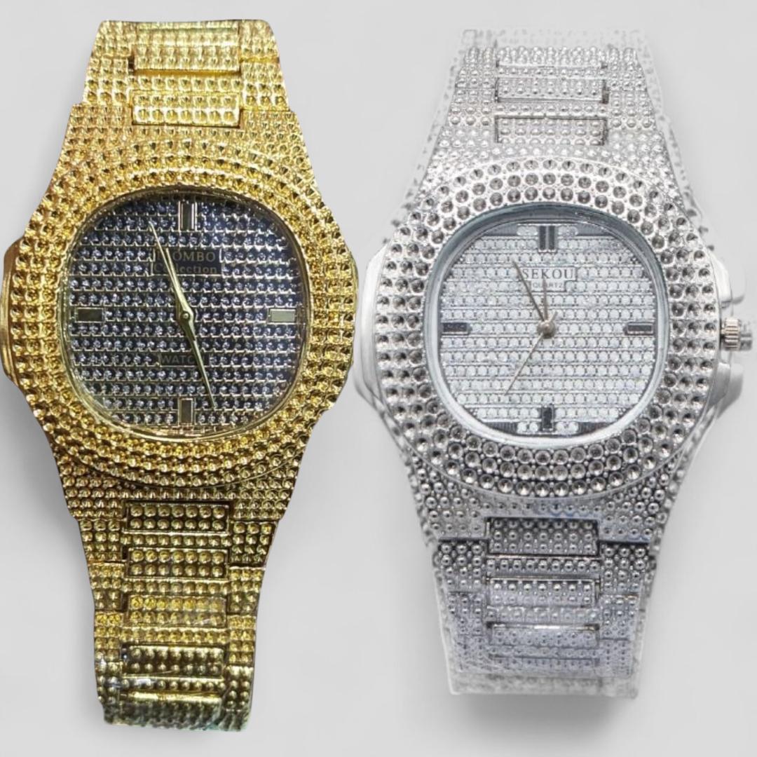 Fashion Luxury Iced Out Wristwatches Hip Hop Wrist Quartz Gold & Silver Watch for Men& Women