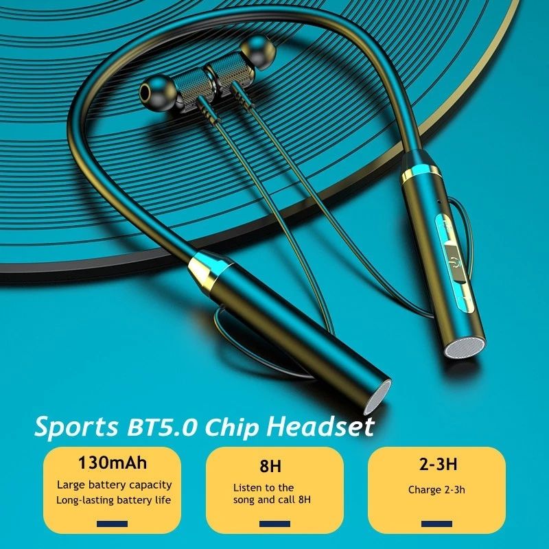 GreatMall® G01 Wireless Bluetooth Earphones TWS 9D Stereo Surround Headphone Magnetic Sport Neckband Headset Neck-hanging Earbuds with Mic