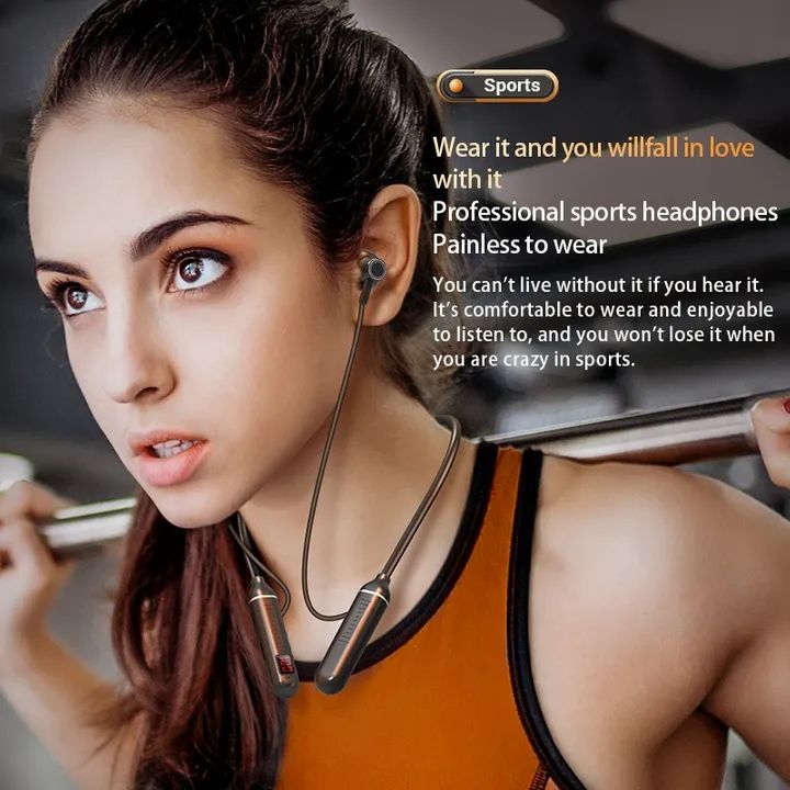 GreatMall® Wireless Earphones Bluetooth 5.3 Neckband Headphones Gaming LED Display HIFI Headset Sports TWS Earbuds With Mic TF Card