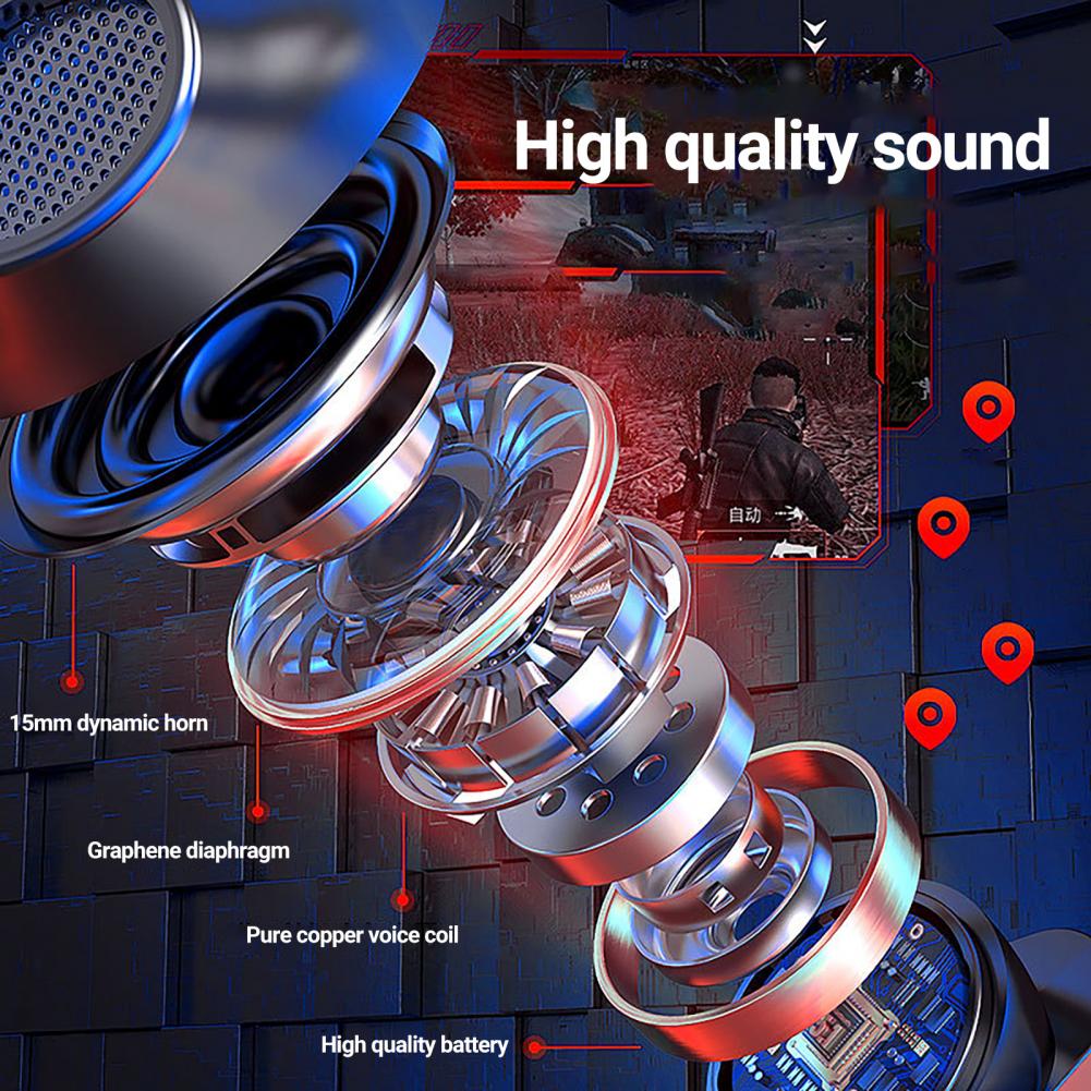 GreatMall® X15 Pro TWS Gaming Earbuds Wireless Bluetooth Earphones With Mic Bass Audio Sound Positioning 9D Stereo Music HiFi Bluetooth Earpods For Gamer