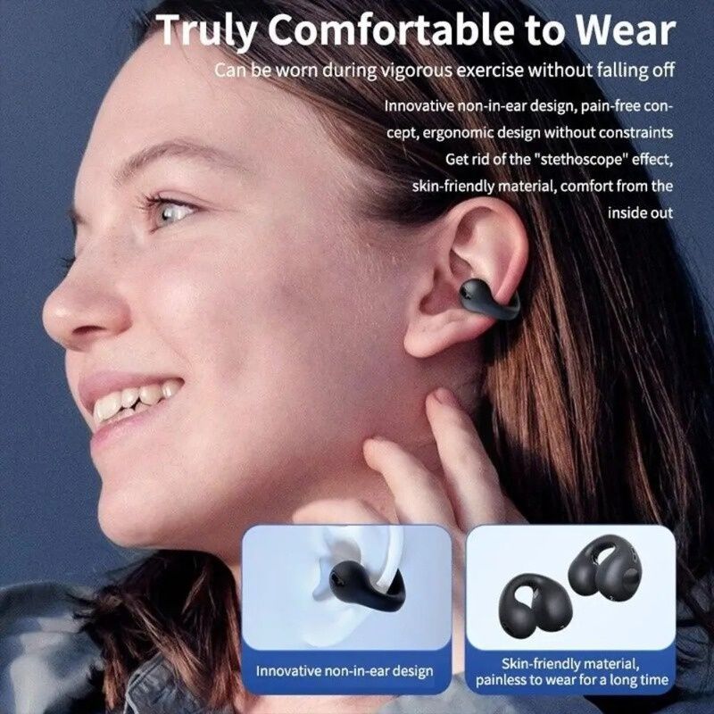 GreatMall® New Bone Conduction T75 TWS Touch Control Wireless Earbuds Ear-Clip Bluetooth Earphones Sport Earpods Music Headset
