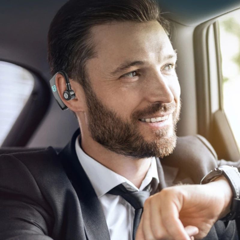 TIMACK V9 Business Wireless Bluetooth Earphone With HD Mic Calling Noice Cancelling Driver Car Sport Business Earpods HD Call Headset Outdoor  270° Rotation