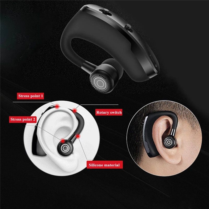 TIMACK V9 Business Wireless Bluetooth Earphone With HD Mic Calling Noice Cancelling Driver Car Sport Business Earpods HD Call Headset Outdoor  270° Rotation