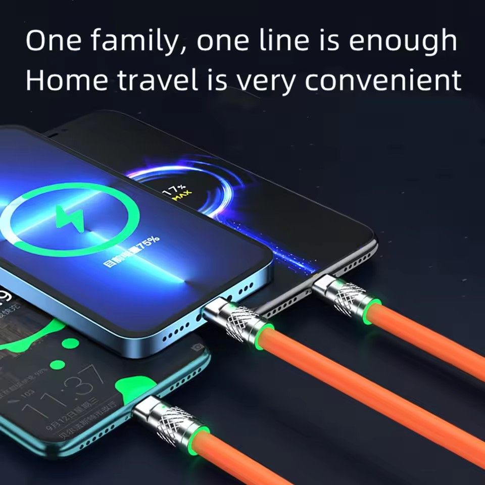 GreatMall® 3 in 1 120W 6A Fast Charging Type C Cable Micro USB for iPhone Charging Cable for Samsung Huawei Xiaomi Phone Charger USB Cable