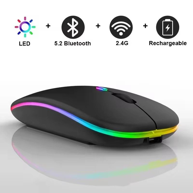 GreatMall® Wireless Mouse RGB Rechargeable Bluetooth Mice Wireless Computer Mouse LED Backlit Ergonomic Gaming Mouse for Laptop PC 3600DPI