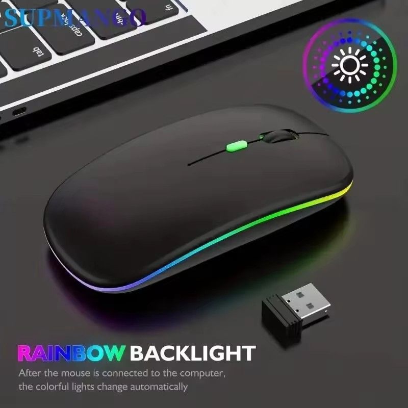 GreatMall® Wireless Mouse RGB Rechargeable Bluetooth Mice Wireless Computer Mouse LED Backlit Ergonomic Gaming Mouse for Laptop PC 3600DPI