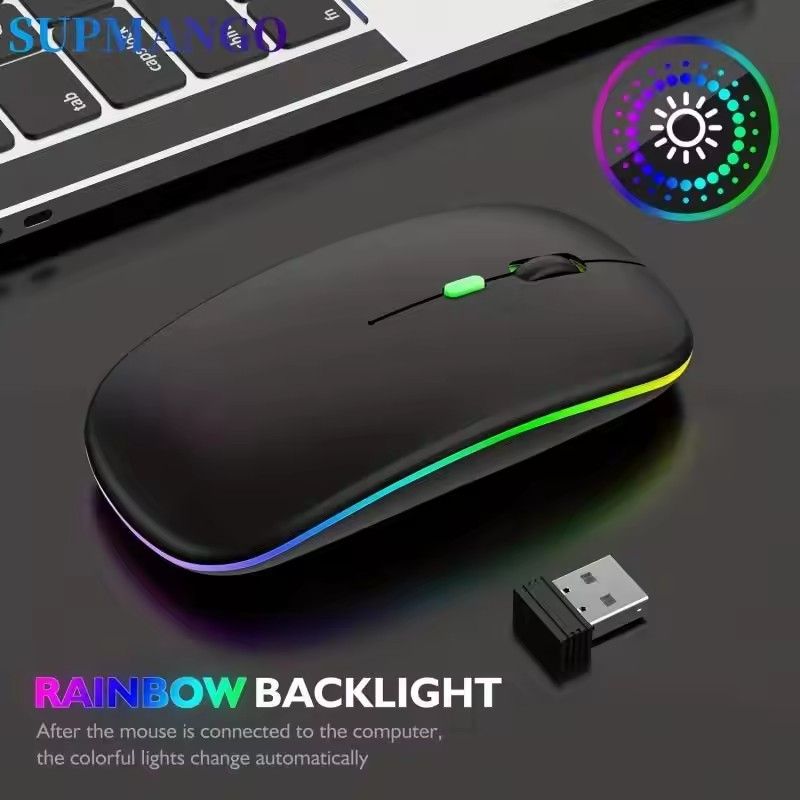 GreatMall® Wireless Mouse RGB Rechargeable Bluetooth Mice Wireless Computer Mouse LED Backlit Ergonomic Gaming Mouse for Laptop PC 3600DPI
