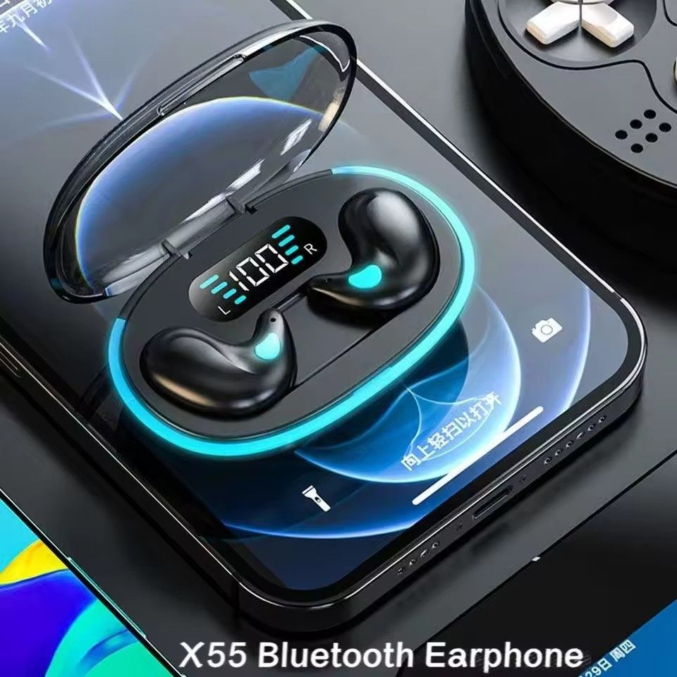 GreatMall® X55 Sleeping Earbuds Wireless Mini Headphones For Work TWS Bluetooth Earphone Stereo Hidden Headsets with Mic HD Call Sport Earpods