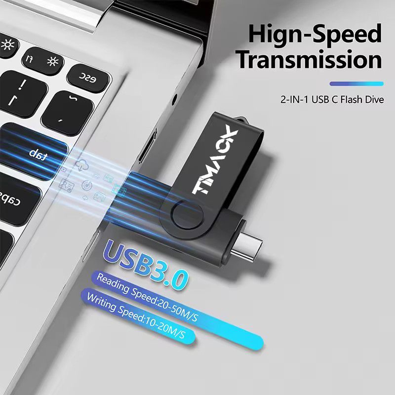 【FREE GIFT】TIMACK® 128GB USB 3.0 Metal OTG 2 IN 1 Type C Flash Drive 64GB Pen Drive 16GB Pendrive Disk On Key USB Stick Memory Flash Disk Real Capacity Promotion