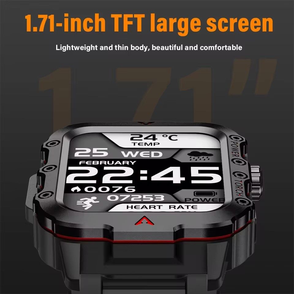 TIMACK New Military GPS Smart Watch Men Flashlight Waterproof Outdoor Sport Tracker Bluetooth Call Smartwatch