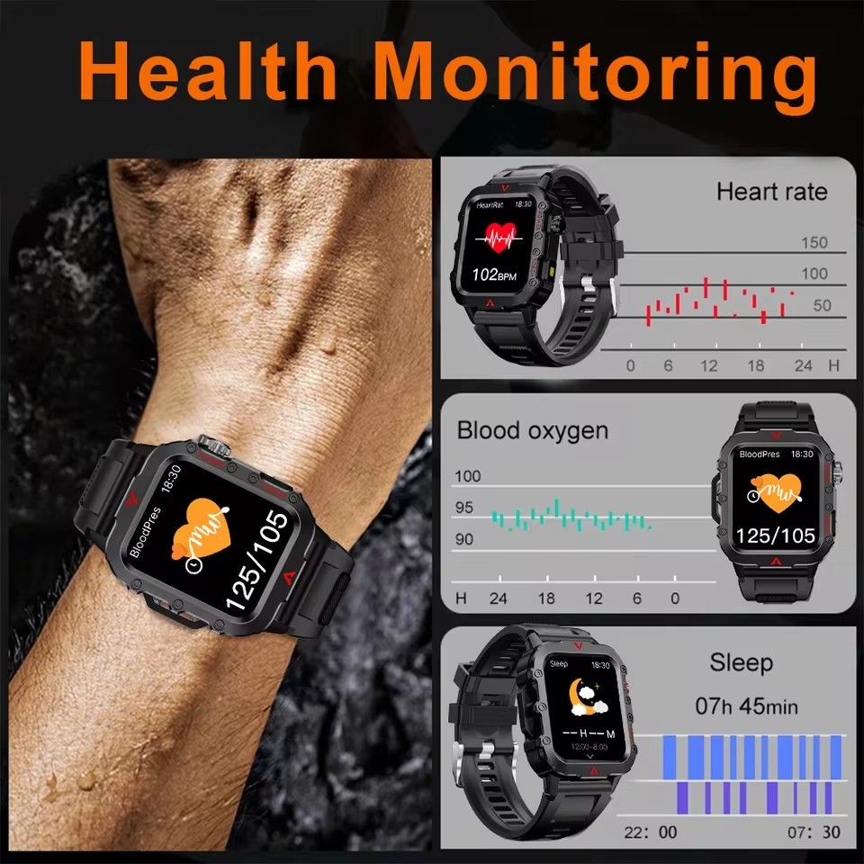 TIMACK New Military GPS Smart Watch Men Flashlight Waterproof Outdoor Sport Tracker Bluetooth Call Smartwatch