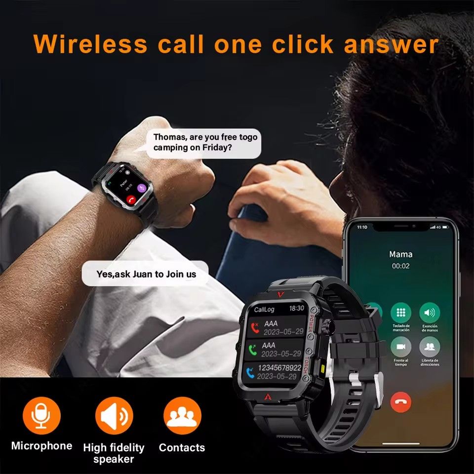 TIMACK New Military GPS Smart Watch Men Flashlight Waterproof Outdoor Sport Tracker Bluetooth Call Smartwatch