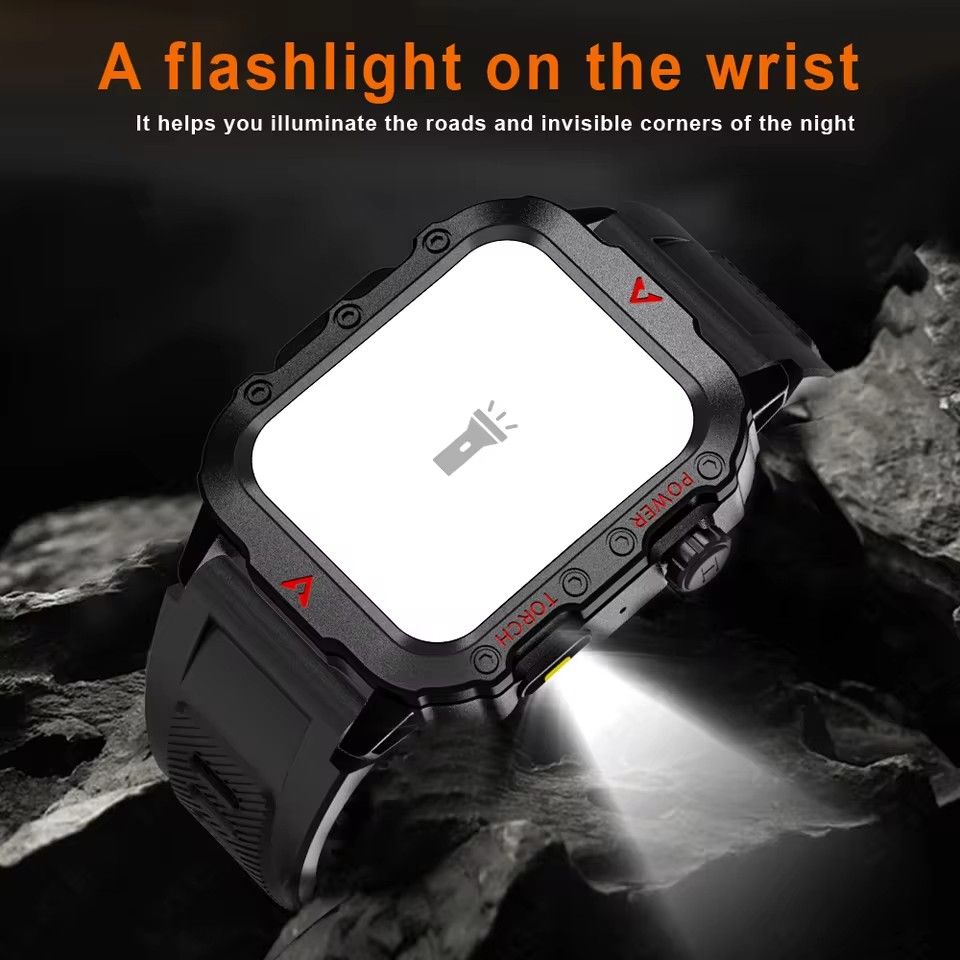 TIMACK New Military GPS Smart Watch Men Flashlight Waterproof Outdoor Sport Tracker Bluetooth Call Smartwatch